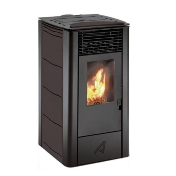 Estufa a Pellets Artel Classic Canalizable 10,2 KW en colores burdeo, negro y blanco, con ventilador silencioso.